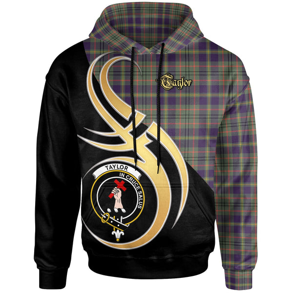 Scottish Taylor Clan Crest Tartan Hoodie - Believe In Me Front Side Tartan Plaid