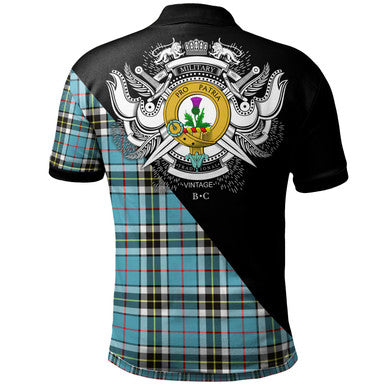 Scottish Innes Modern Clan Crest Tartan Polo Shirt - Military Logo Back Side Tartan Plaid