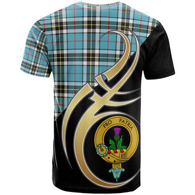 Scottish Thomson Clan Crest Tartan T-Shirt Believe in Me Back Side Tartan Plaid