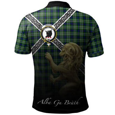 Scottish Tweedside District Clan Crest Tartan Polo Shirt - Celtic with Scotland Lion Back Side Tartan Plaid