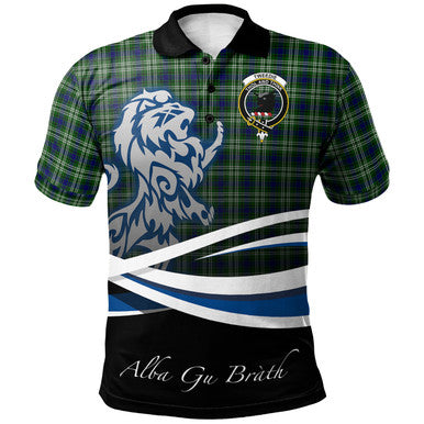 Scottish Tweedside District Clan Crest Tartan Polo Shirt - Scotland Lion Front Side Tartan Plaid