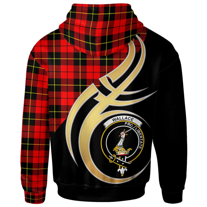 Scottish Wallace Clan Crest Tartan Hoodie - Believe In Me Back Side Tartan Plaid