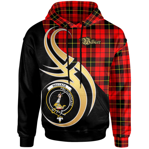 Scottish Wallace Clan Crest Tartan Hoodie - Believe In Me Front Side Tartan Plaid