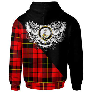 Scottish Wallace Clan Crest Tartan Hoodie - Military Logo Back Side Tartan Plaid