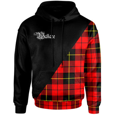 Scottish Wallace Clan Crest Tartan Hoodie - Military Logo Front Side Tartan Plaid
