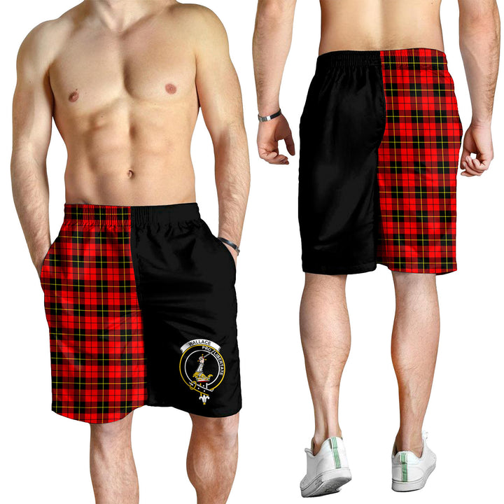 Scottish Wallace Clan Crest Tartan Men Shorts Half of Me Tartan Plaid 3