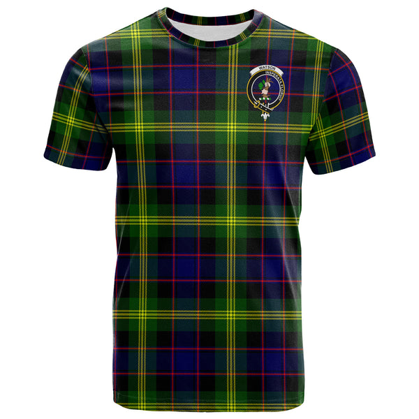 Scottish Watson Clan Crest Tartan T-Shirt Front Side Tartan Plaid