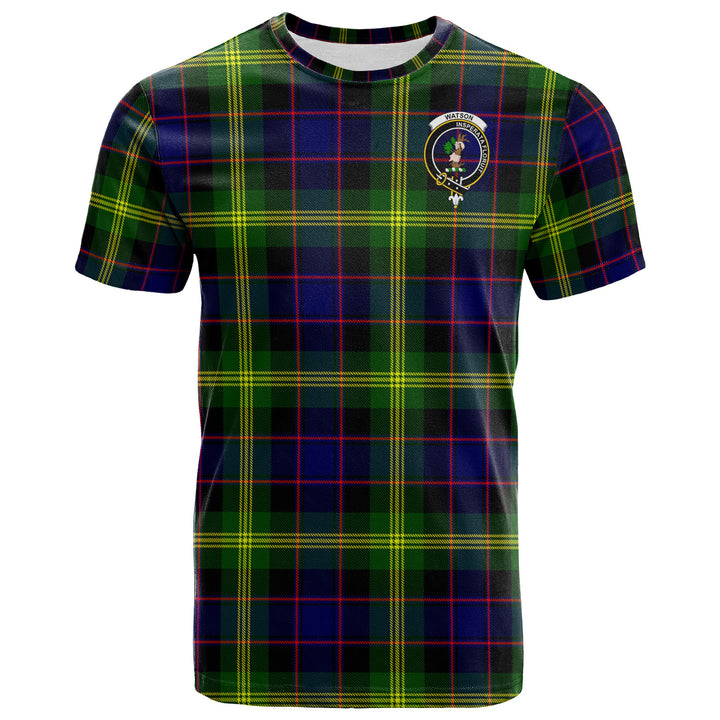 Scottish Watson Clan Crest Tartan T-Shirt Front Side Tartan Plaid