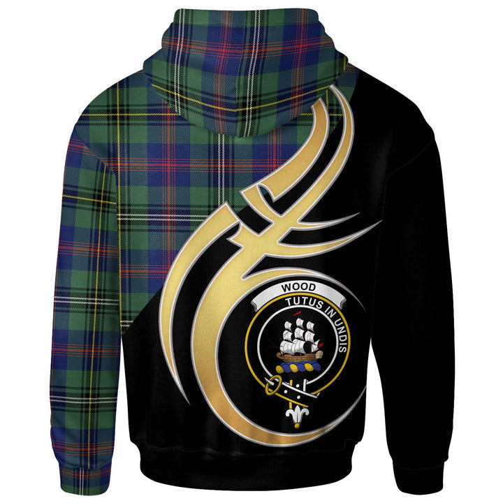Scottish Wood Clan Crest Tartan Hoodie - Believe In Me Back Side Tartan Plaid