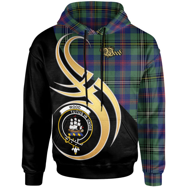 Scottish Wood Clan Crest Tartan Hoodie - Believe In Me Front Side Tartan Plaid