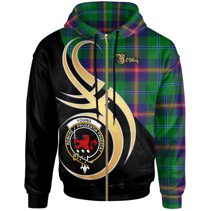 Scottish Young Clan Crest Tartan Hoodie - Believe In Me Zip-up Tartan Plaid