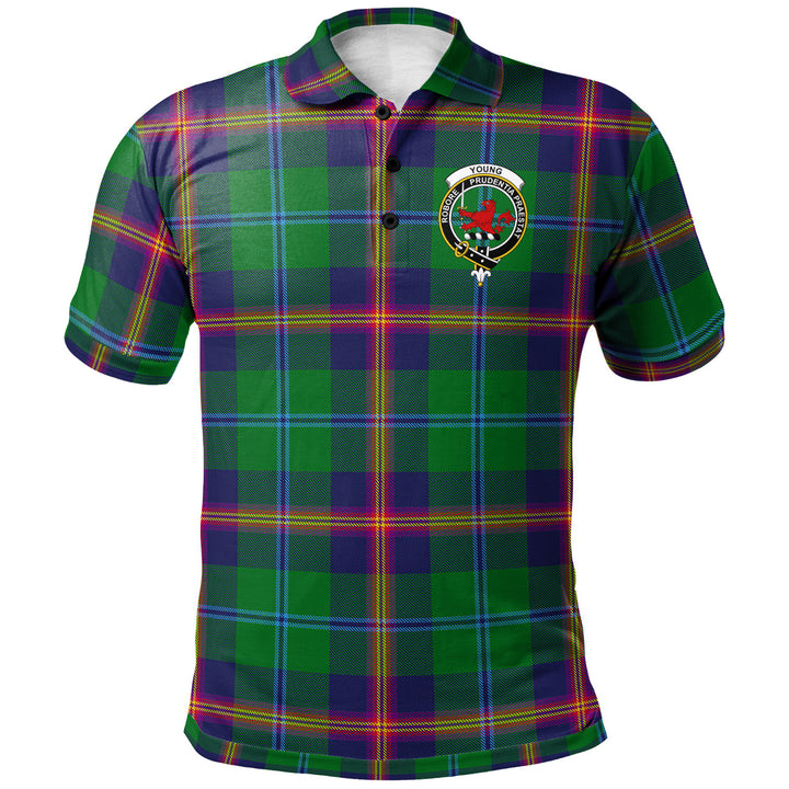 Scottish Young Clan Crest Tartan Polo Shirt Front Side Tartan Plaid