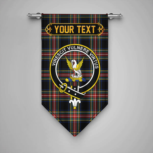 Scottish Stewart Black Modern Clan Crest Tartan Gonfalon Custom Personalized Tartan Plaid