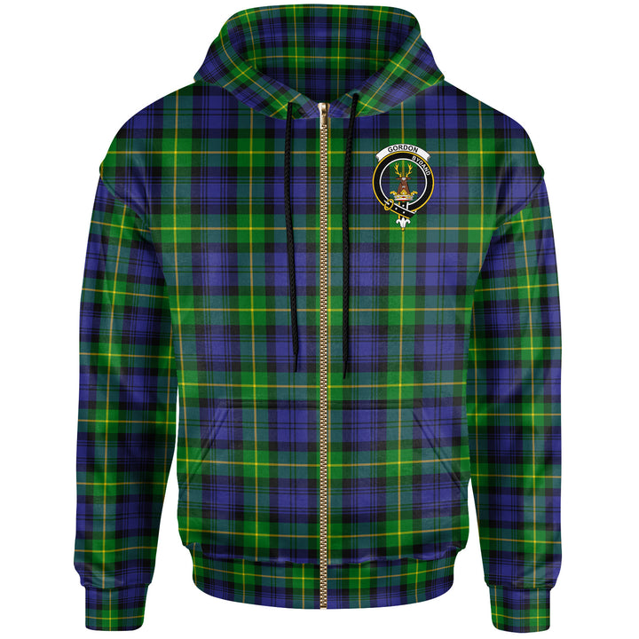 Scottish Gordon Clan Crest Tartan Hoodie Zip Tartan Plaid