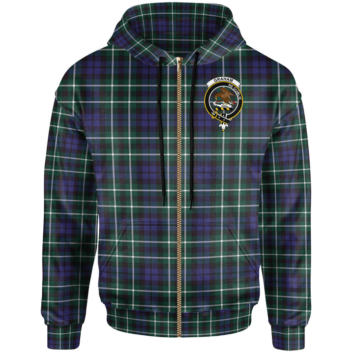 Scottish Graham Clan Crest Tartan Hoodie Zip Tartan Plaid