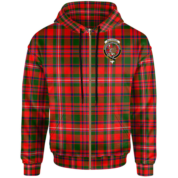 Scottish MacKinnon Clan Crest Tartan Hoodie Zip Tartan Plaid
