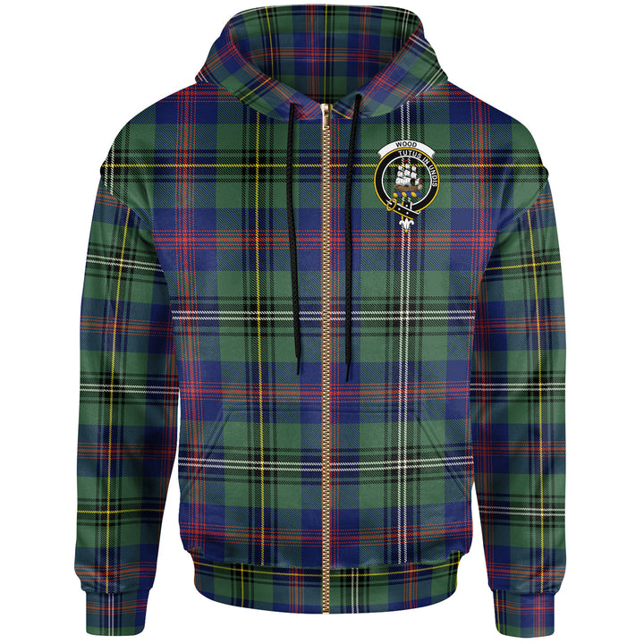 Scottish Wood Clan Crest Tartan Hoodie Zip Tartan Plaid