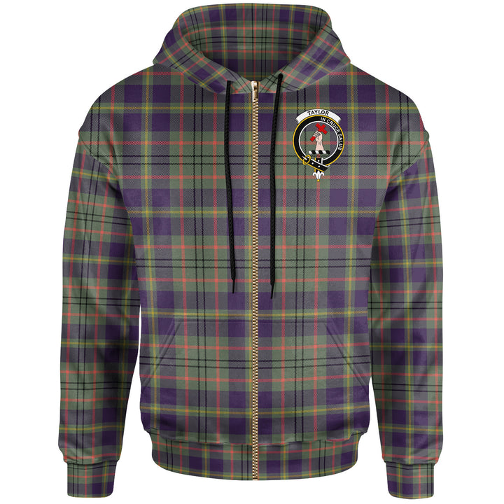 Scottish Taylor Clan Crest Tartan Hoodie Zip Tartan Plaid
