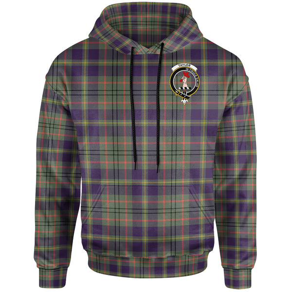 Scottish Taylor Clan Crest Tartan Hoodie Front Side Tartan Plaid