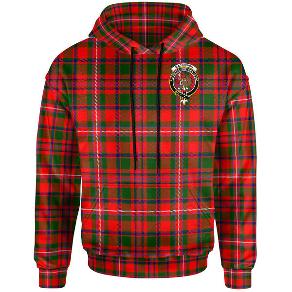Scottish MacKinnon Clan Crest Tartan Hoodie Front Side Tartan Plaid