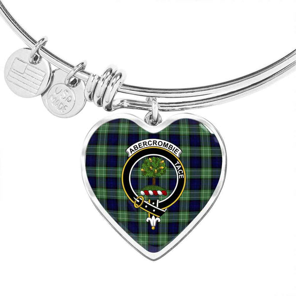 Scottish Abercrombie Clan Crest Tartan Bangle Heart Tartan Plaid 1