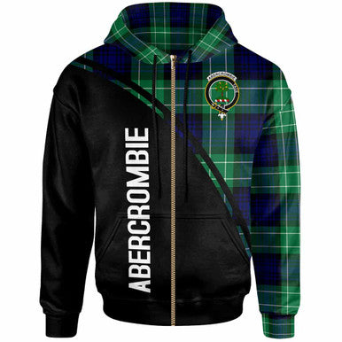 Scottish Abercrombie Clan Crest Tartan Curve Hoodie Zip-up Tartan Plaid