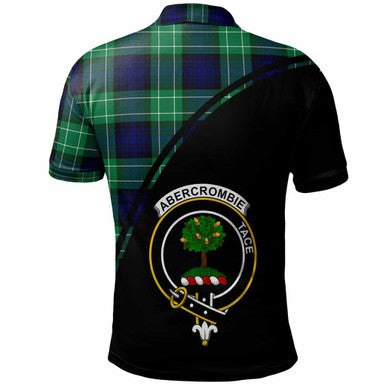 Scottish Abercrombie Clan Crest Tartan Curve Polo Shirt Back Side Tartan Plaid
