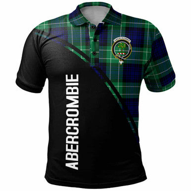 Scottish Abercrombie Clan Crest Tartan Curve Polo Shirt Front Side Tartan Plaid
