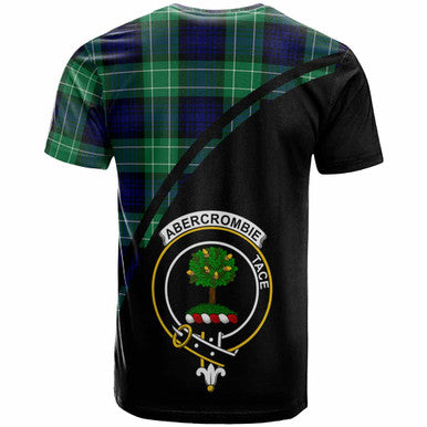 Scottish Abercrombie Clan Crest Tartan Curve T-Shirt Back Side Tartan Plaid