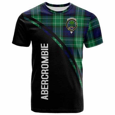 Scottish Abercrombie Clan Crest Tartan Curve T-Shirt Front Side Tartan Plaid
