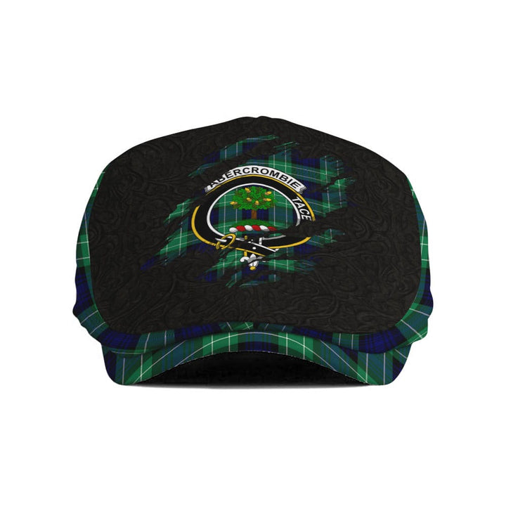 Scottish Abercrombie Clan Crest Tartan Flat Cap - Scratch Style Tartan Plaid 1