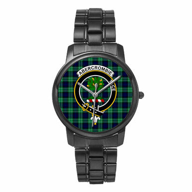 Scottish Abercrombie Clan Crest Tartan Folding Clasp Steel Quartz Watches Tartan Plaid Black 1