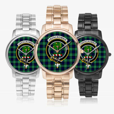 Scottish Abercrombie Clan Crest Tartan Folding Clasp Steel Quartz Watches Tartan Plaid All