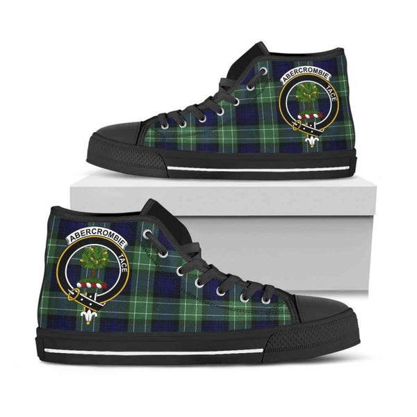 Scottish Abercrombie Clan Crest Tartan High Top Shoes Black Sole Tartan Plaid