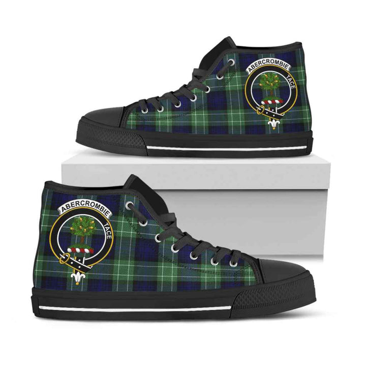 Scottish Abercrombie Clan Crest Tartan High Top Shoes Black Sole Tartan Plaid