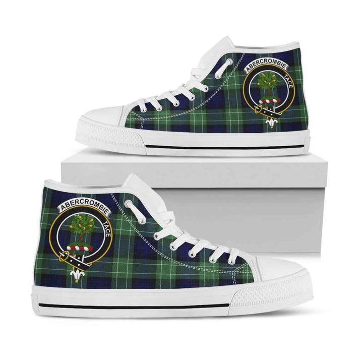 Scottish Abercrombie Clan Crest Tartan High Top Shoes White Sole Tartan Plaid