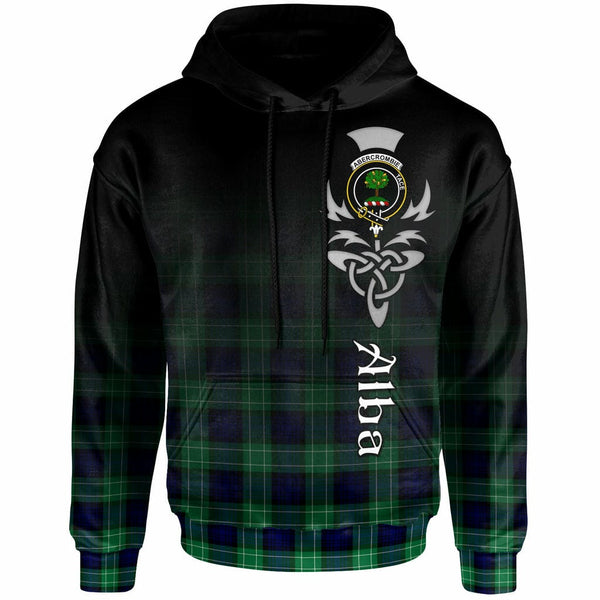 Scottish Abercrombie Clan Crest Tartan Hoodie - Alba Gu Brath Family Crest Celtic Inspired Front Side Tartan Plaid