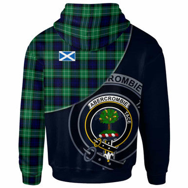 Scottish Abercrombie Clan Crest Tartan Hoodie - Bend Style Back Side Tartan Plaid