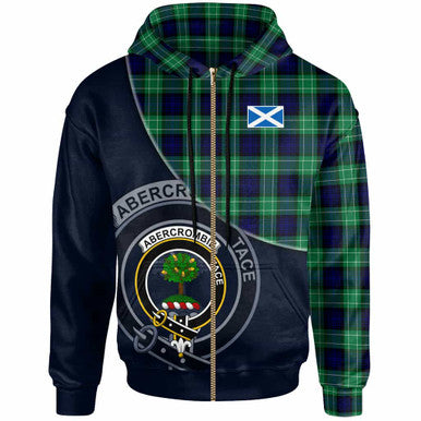 Scottish Abercrombie Clan Crest Tartan Hoodie - Bend Style Zip-up Tartan Plaid