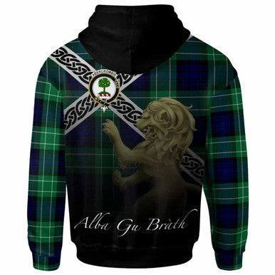 Scottish Abercrombie Clan Crest Tartan Hoodie - Celtic With Scotland Lion Back Side Tartan Plaid
