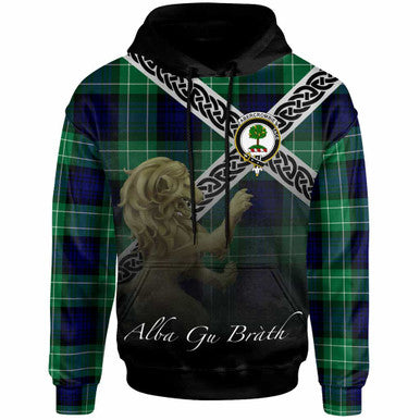 Scottish Abercrombie Clan Crest Tartan Hoodie - Celtic With Scotland Lion Front Side Tartan Plaid