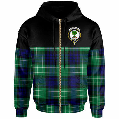 Scottish Abercrombie Clan Crest Tartan Hoodie - Horizontal Style Zip-up Tartan Plaid