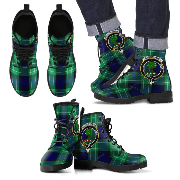 Scottish Abercrombie Clan Crest Tartan Leather Boots