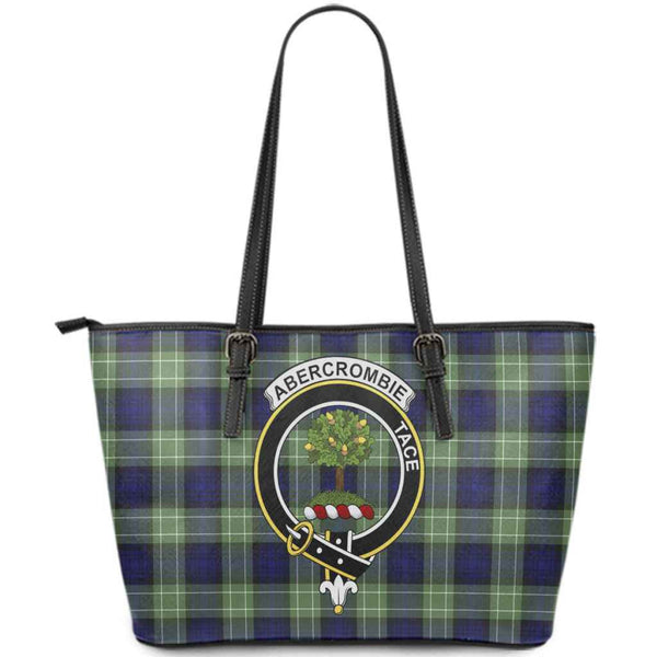 Scottish Abercrombie Clan Crest Tartan Leather Tote Tartan Plaid