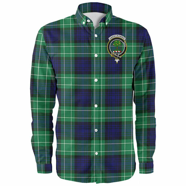 Scottish Abercrombie Clan Crest Tartan Long Sleeve Shirt Front Side Tartan Plaid