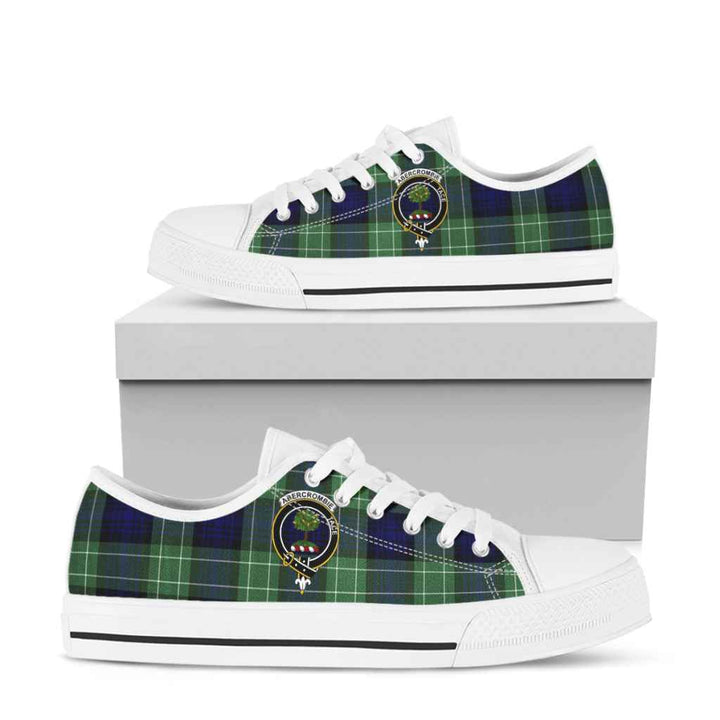 Scottish Abercrombie Clan Crest Tartan Low Top Shoes Tartan Plaid White