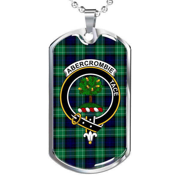 Scottish Abercrombie Clan Crest Tartan Military Dog Tag Necklace Tartan Plaid 1