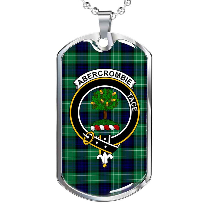 Scottish Abercrombie Clan Crest Tartan Military Dog Tag Necklace Tartan Plaid 1