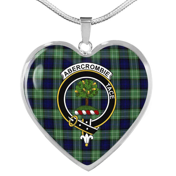 Scottish Abercrombie Clan Crest Tartan Necklace Heart Tartan Plaid 1