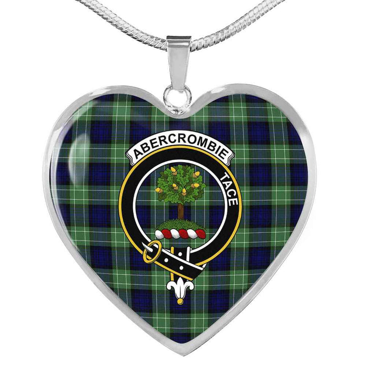 Scottish Abercrombie Clan Crest Tartan Necklace Heart Tartan Plaid 1